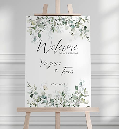 Manschin Laserdesign Willkommensschild Aluverbund personalisiert - Made in Germany - Welcome Willkommen Schild für Hochzeit (45x30cm) von Manschin Laserdesign