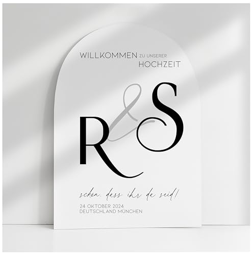 Willkommensschild Acrylglas | 5mm stark | Weiß Matt personalisiert - Made in Germany - Welcome Willkommen Schild für Hochzeit (45x30cm) von Manschin Laserdesign