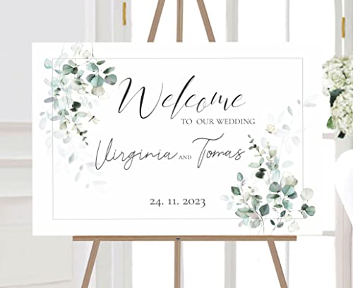 Manschin Laserdesign Willkommensschild Aluverbund personalisiert - Made in Germany - Welcome Willkommen Schild für Hochzeit (45x30cm) von Manschin Laserdesign