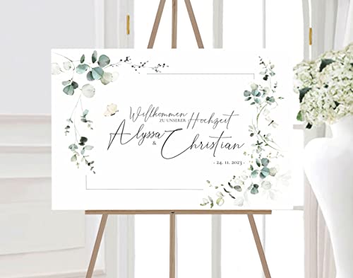 Manschin Laserdesign Willkommensschild Aluverbund personalisiert - Made in Germany - Welcome Willkommen Schild für Hochzeit (45x30cm) von Manschin Laserdesign