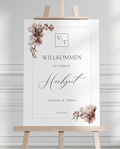 Manschin Laserdesign Willkommensschild Aluverbund personalisiert - Made in Germany - Welcome Willkommen Schild für Hochzeit (60x40cm) von Manschin Laserdesign