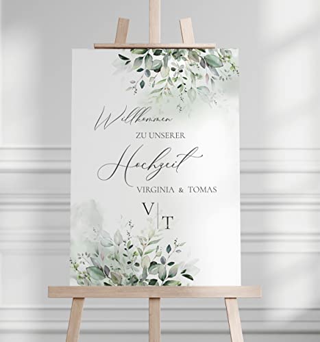 Manschin Laserdesign Willkommensschild Aluverbund personalisiert - Made in Germany - Welcome Willkommen Schild für Hochzeit (60x40cm) von Manschin Laserdesign