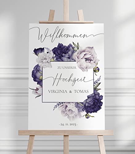 Manschin Laserdesign Willkommensschild Aluverbund personalisiert - Made in Germany - Welcome Willkommen Schild für Hochzeit (60x40cm) von Manschin Laserdesign