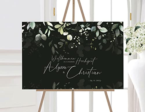 Manschin Laserdesign Willkommensschild Aluverbund personalisiert - Made in Germany - Welcome Willkommen Schild für Hochzeit (60x40cm) von Manschin Laserdesign