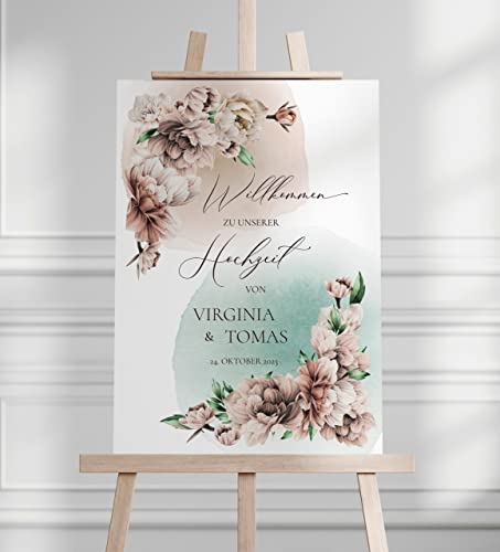 Manschin Laserdesign Willkommensschild Aluverbund personalisiert - Made in Germany - Welcome Willkommen Schild für Hochzeit (60x40cm) von Manschin Laserdesign