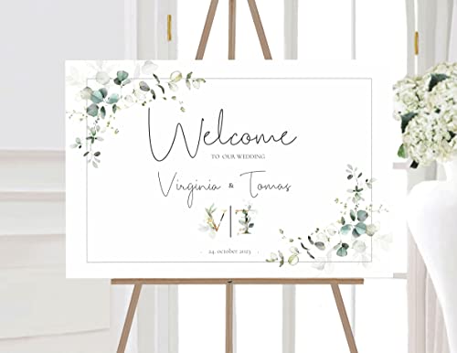 Manschin Laserdesign Willkommensschild Aluverbund personalisiert - Made in Germany - Welcome Willkommen Schild für Hochzeit (60x40cm) von Manschin Laserdesign