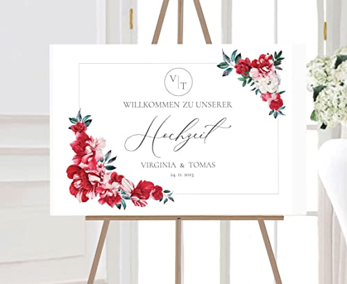 Manschin Laserdesign Willkommensschild Aluverbund personalisiert - Made in Germany - Welcome Willkommen Schild für Hochzeit (60x40cm) von Manschin Laserdesign