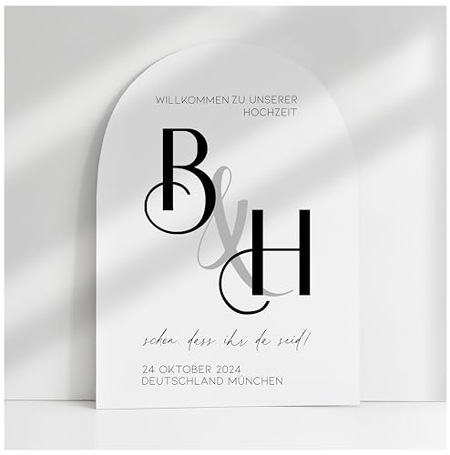 Willkommensschild Acrylglas | 5mm stark | Weiß Matt personalisiert - Made in Germany - Welcome Willkommen Schild für Hochzeit (60x40cm) von Manschin Laserdesign