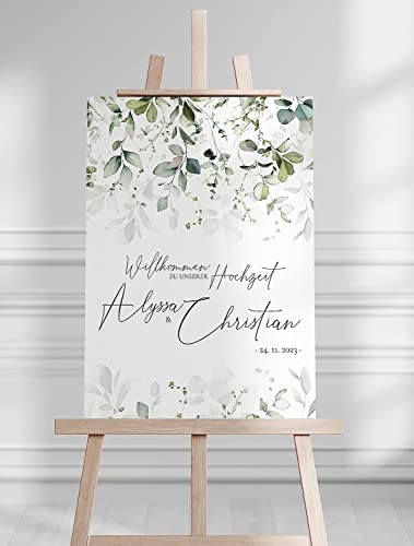 Manschin Laserdesign Willkommensschild Aluverbund personalisiert - Made in Germany - Welcome Willkommen Schild für Hochzeit (80x55cm) (80x55cm) von Manschin Laserdesign