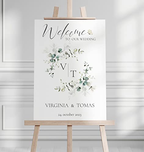 Manschin Laserdesign Willkommensschild Aluverbund personalisiert - Made in Germany - Welcome Willkommen Schild für Hochzeit (80x55cm) von Manschin Laserdesign