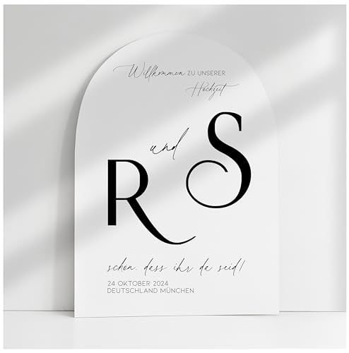 Manschin Laserdesign Willkommensschild Aluverbund personalisiert - Made in Germany - Welcome Willkommen Schild für Hochzeit (80x55cm) von Manschin Laserdesign