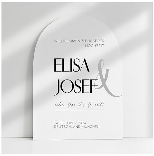 Willkommensschild Acrylglas | 5mm stark | Weiß Matt personalisiert - Made in Germany - Welcome Willkommen Schild für Hochzeit (90x60cm) von Manschin Laserdesign