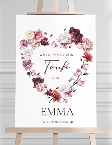 Manschin Laserdesign Willkommensschild Aluverbund personalisiert - Made in Germany - Welcome Willkommen Schild für Taufe, Geburtstag, Firmung, Kommunion, Konfirmation, (45x30) von Manschin Laserdesign