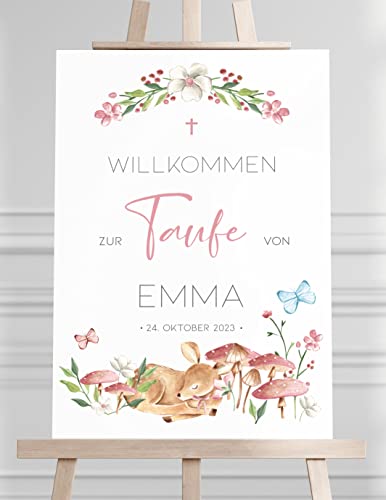 Manschin Laserdesign Willkommensschild Aluverbund personalisiert - Made in Germany - Welcome Willkommen Schild für Taufe, Geburtstag, Firmung, Kommunion, Konfirmation (45x30cm) von Manschin Laserdesign