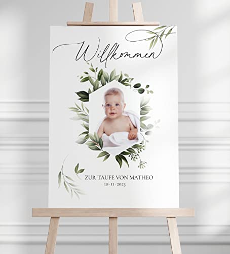 Manschin Laserdesign Willkommensschild Aluverbund personalisiert - Made in Germany - Welcome Willkommen Schild für Taufe, Geburtstag, Firmung, Kommunion, Konfirmation (60x40cm) von Manschin Laserdesign