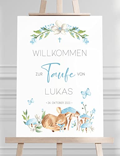 Manschin Laserdesign Willkommensschild Aluverbund personalisiert - Made in Germany - Welcome Willkommen Schild für Taufe, Geburtstag, Firmung, Kommunion, Konfirmation (80x55cm) von Manschin Laserdesign