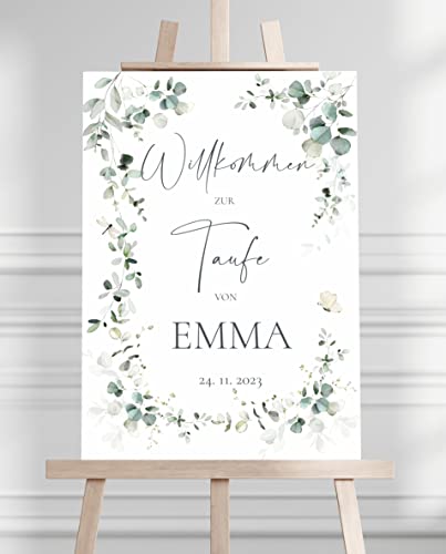 Manschin Laserdesign Willkommensschild Aluverbund personalisiert - Made in Germany - Welcome Willkommen Schild für Taufe, Geburtstag, Firmung, Kommunion, Konfirmation (80x55cm) von Manschin Laserdesign