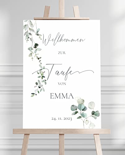 Manschin Laserdesign Willkommensschild Aluverbund personalisiert - Made in Germany - Welcome Willkommen Schild für Taufe, Geburtstag, Firmung, Kommunion, Konfirmation (80x55cm) von Manschin Laserdesign