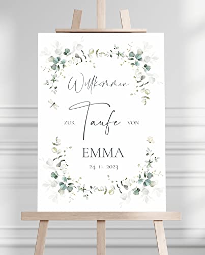 Manschin Laserdesign Willkommensschild Aluverbund personalisiert - Made in Germany - Welcome Willkommen Schild für Taufe, Geburtstag, Firmung, Kommunion, Konfirmation (80x55cm) von Manschin Laserdesign