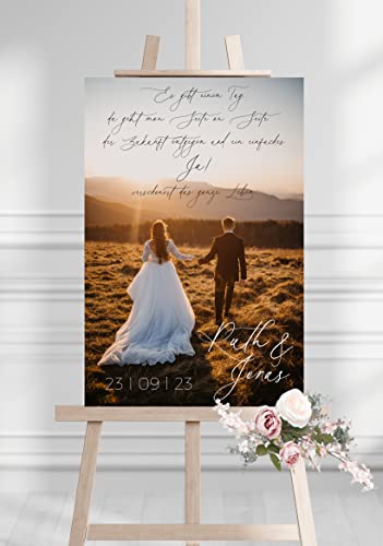 Manschin Laserdesign Willkommensschild Aluverbund personalisiert - selbst gestalten - Made in Germany - Welcome Willkommen Schild für Hochzeit, Geburtstag und alle Anderen Feste (Aluverbund, 45x30cm) von Manschin Laserdesign