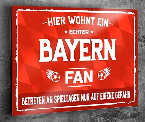 Metallschild Aluminiumerbund Lustiger Spruch Deko Artikel Sport Verein Geschenkidee Männer Club Fußball Fan in verschiedenen Größen Personalisiert (Bayern Fan (ohne Personalisierung), 20x30 cm) von Manschin-Laserdesign