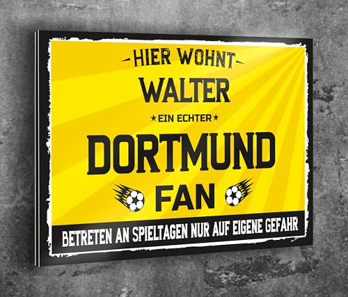 Metallschild Aluminiumerbund Lustiger Spruch Deko Artikel Sport Verein Geschenkidee Männer Club Fußball Fan in verschiedenen Größen Personalisiert (Dortmund Fan (mit Personalisierung), 20x30 cm) von Manschin-Laserdesign