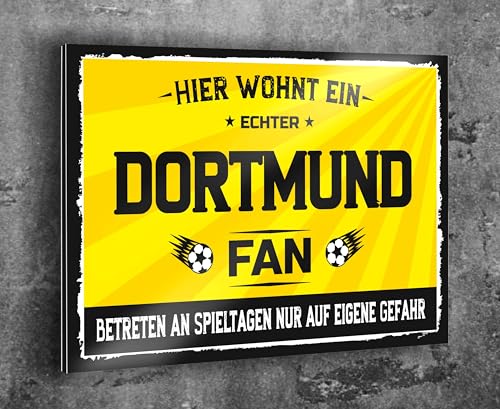 Metallschild Aluminiumerbund Lustiger Spruch Deko Artikel Sport Verein Geschenkidee Männer Club Fußball Fan in verschiedenen Größen Personalisiert (Dortmund Fan (ohne Personalisierung), 20x30 cm) von Manschin-Laserdesign