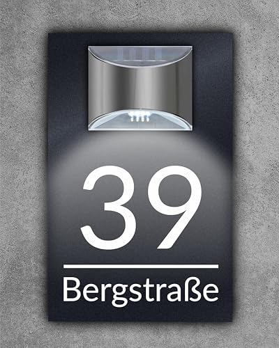 Premium Hausnummer beleuchtet mit LED Solar | individuell anpassbar | Acrylglas Anthrazit Matt | 3D Effekt | Wetterfest H1023 Anthrazit Premium Hausnummer beleuchtet mit LED Solar | individuell anpassbar | Acrylglas Anthrazit Matt | 3D Effekt | Wetterfest H1023 Anthrazit von Manschin-Laserdesign