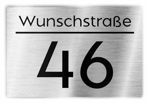 Premium Hausnummer | individuell anpassbar | Aluverbund silber gebürstet | UV Beständig | Witterungsfest - H1008 von Manschin-Laserdesign