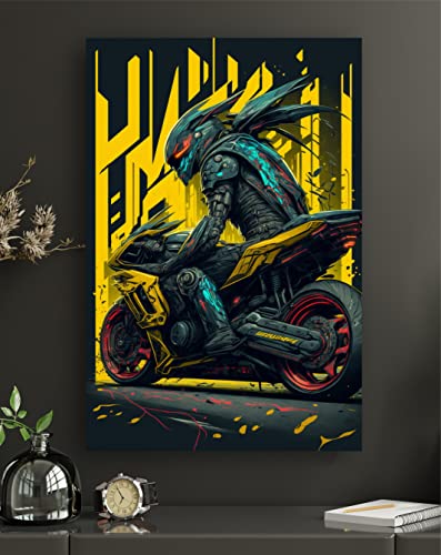 Premium Metallposter/Wandbild aus Aluminiumverbund im Cyberpunk style modern Abstrakte Kunst Wanddekoration Design (Cyberpunkt Style 04, S - 30x20cm (DinA4) Aluverbund) von Manschin-Laserdesign