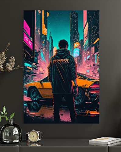 Premium Metallposter/Wandbild aus Aluminiumverbund im Cyberpunk style modern Abstrakte Kunst Wanddekoration Design (Cyberpunkt Style 02, XXL - 90x60cm Aluverbund) von Manschin-Laserdesign