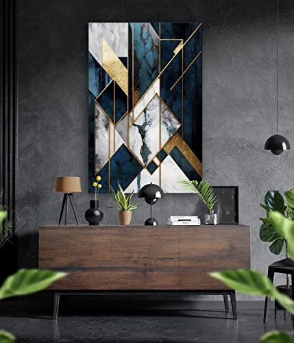 Premium Wandbild aus Acrylglas oder Aluminiumverbund - KEIN LEINWANDBILD - modern Abstrakt Weiß Gold Wandbilder Wanddekoration Design (Schieferblau, Aluverbund 60x40cm) von Manschin-Laserdesign