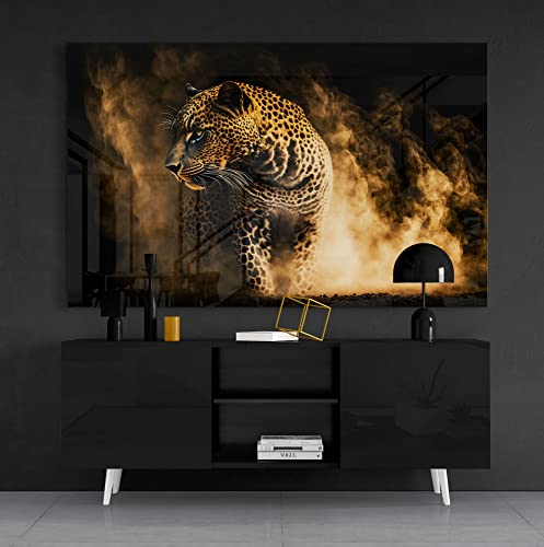 Premium Wandbild aus Acrylglas oder Aluminiumverbund - KEIN LEINWANDBILD - modern Wandbilder XXL Wanddekoration Design Wand Bild Abstrakt (Leopard 01, Acrylglas 80x55cm) von Manschin-Laserdesign
