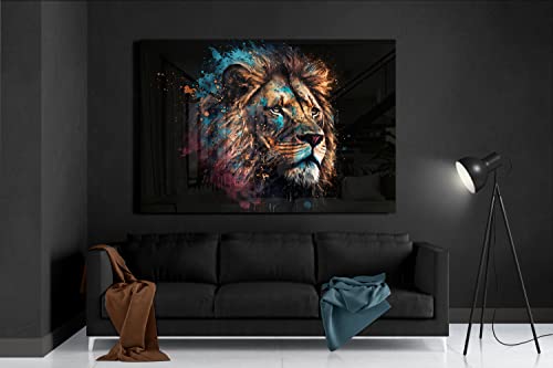 Premium Wandbild aus Acrylglas oder Aluminiumverbund - KEIN LEINWANDBILD - modern Wandbilder XXL Wanddekoration Design Wand Bild Abstrakt (Löwe 01, Acrylglas 90x60cm) von Manschin-Laserdesign