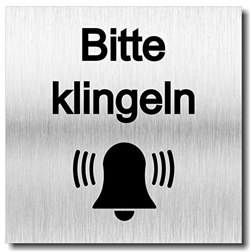 Schild Türschild Bitte Klingeln UV Druck 12 x 12cm - 3mm Aluverbund - Made in Germany - Art.Nr. 2078 von Manschin-Laserdesign