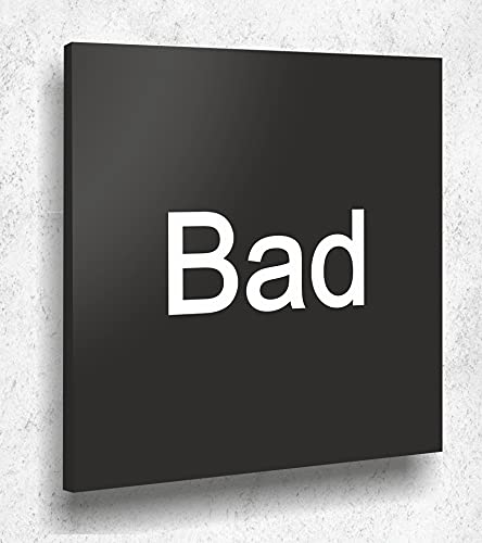 Türschild BAD Schild Schwarz Matt UV Druck 12 x 12cm - 3mm Aluverbund - Made in Germany Art.Nr. A 2023 von Manschin Laserdesign