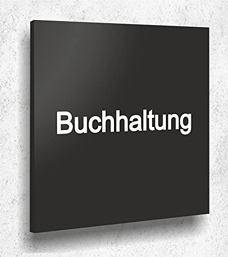 Türschild BUCHHALTUNG Schild Schwarz Matt UV Druck 12 x 12cm - 3mm Aluverbund - Made in Germany Art.Nr. A 2025 von Manschin Laserdesign