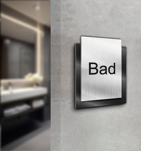 Türschild | Bad | Silber und Anthrazit gebürstet | Edle Ausführung | Selbstklebend | UV Druck 20 x 15cm - 6mm Aluverbund - Made in Germany Art.Nr. E 2023 Türschild | Bad | Silber und Anthrazit gebürstet | Edle Ausführung | Selbstklebend | UV Druck 20 x 15cm - 6mm Aluverbund - Made in Germany Art.Nr. E 2023 von Manschin Laserdesign
