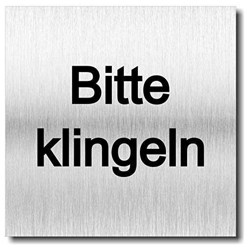 Türschild Bitte klingeln UV Druck 12 x 12cm - 3mm Aluverbund - Made in Germany - Art.Nr. 2051 von Manschin-Laserdesign