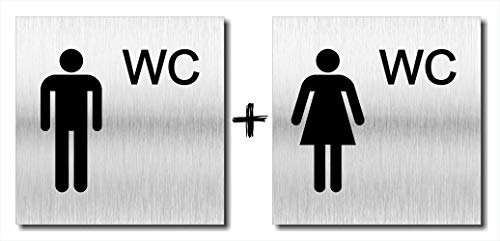 Türschild Damen & Herren Set Toilette UV Druck 12 x 12cm - 3mm Aluverbund - Made in Germany von Manschin-Laserdesign