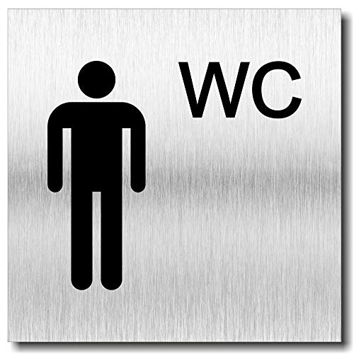 Türschild Herren WC Toilette UV Druck 12 x 12cm - 3mm Aluverbund - Made in Germany - Art.Nr. 2011 von Manschin-Laserdesign