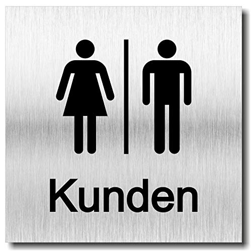 Türschild Kunden WC UV Druck 12 x 12cm - 3mm Aluverbund - Made in Germany - Art.Nr. 2126 von Manschin-Laserdesign