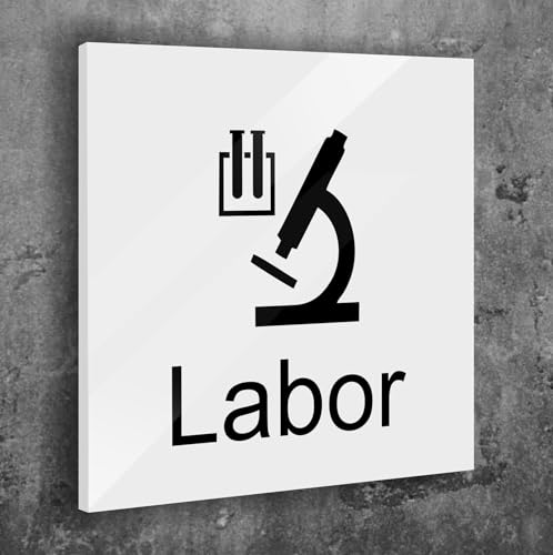 Türschild Labor Weiß Matt Selbstklebend UV Druck 12 x 12cm - 3mm Aluverbund - Made in Germany Art.Nr. W 2079 von Manschin Laserdesign
