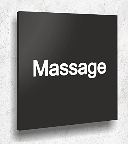 Türschild Massage Schild Schwarz Matt UV Druck 12 x 12cm - 3mm Aluverbund- Made in Germany Art.Nr. A 2049 von Manschin Laserdesign