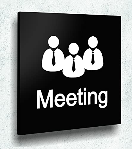 Türschild Meeting Schild Schwarz Matt UV Druck 12 x 12cm - 3mm Aluverbund - Made in Germany Art.Nr. A 2040 von Manschin Laserdesign