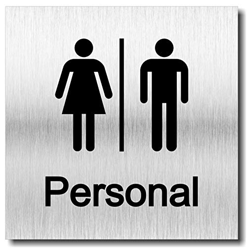 Türschild Personal WC Toilette UV Druck 12 x 12cm - 3mm Aluverbund - Made in Germany - Art.Nr. 2121 von Manschin-Laserdesign