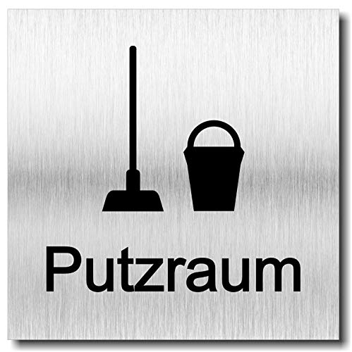 Türschild Putzraum UV Druck 12 x 12cm - 3mm Aluverbund - Made in Germany Art.Nr. 2155 von Manschin-Laserdesign