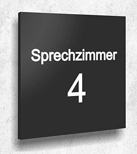 Türschild SPRECHZIMMER 4 Schild Schwarz Matt UV Druck 12 x 12cm - 3mm Aluverbund- Made in Germany Art.Nr. A 2073 von Manschin Laserdesign