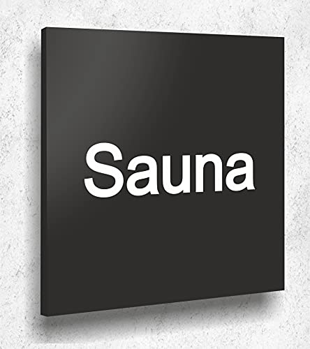 Türschild Sauna Schild Schwarz Matt UV Druck 12 x 12cm - 3mm Aluverbund- Made in Germany Art.Nr. A 2018 von Manschin Laserdesign