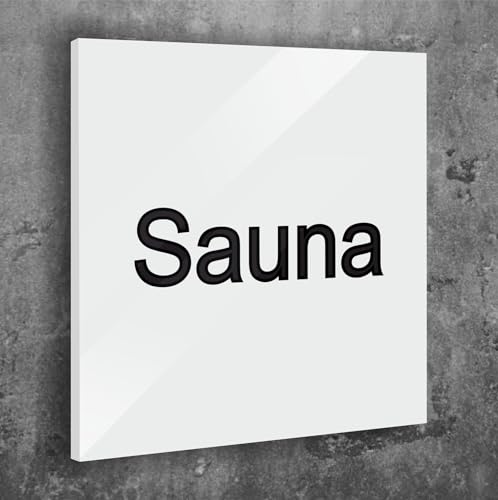 Türschild Sauna Schild Weiß Matt Selbstklebend UV Druck 12 x 12cm - 3mm Aluverbund - Made in Germany Art.Nr. W 2018 von Manschin Laserdesign